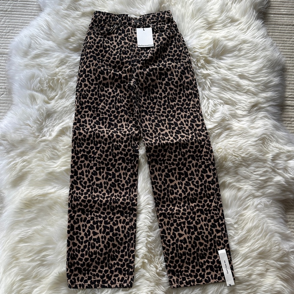 Reformation Black and Tan Animal Print Pants - Picture 1 of 12